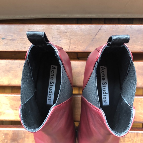 Acne Studios Jensen Boots Burgundy Oxblood sz 7 - Picture 6 of 10